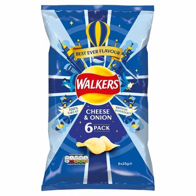Walkers Cheese & Onion Crisps MultIPAck 6 x 25g