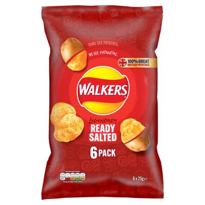 Walkers Ready Salted Crisps 6 Pack 150g