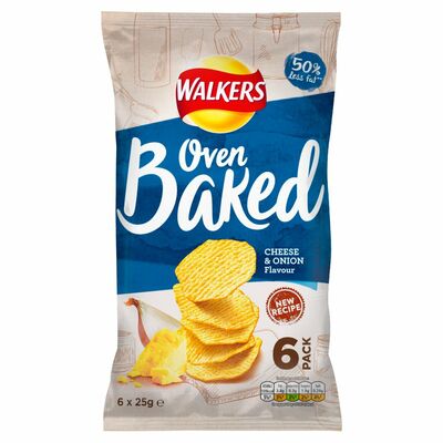Walkers Oven Baked Cheese & Onion Crisps 6 Pack 25g