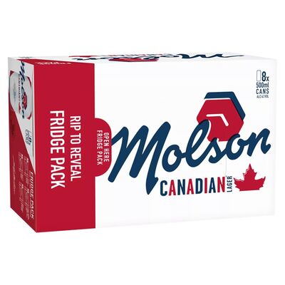 Molson Canadian Lager Can 8 Pack 500ml