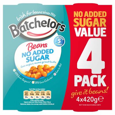 Batchelors No Added Sugar Baked Beans 4 Pack 420g