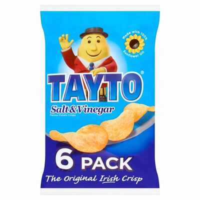 Tayto Salt & Vinegar Crisps 6 Pack 150g