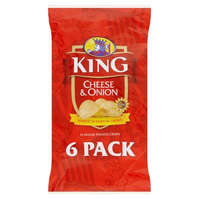 King Cheese & Onion Crisps 6 Pack 150g