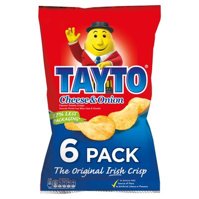 Tayto Chese & Onion Crisps 6 pack 150g 