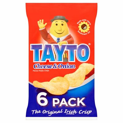 Tayto Cheese & Onion Crisps 6 Pack 150g