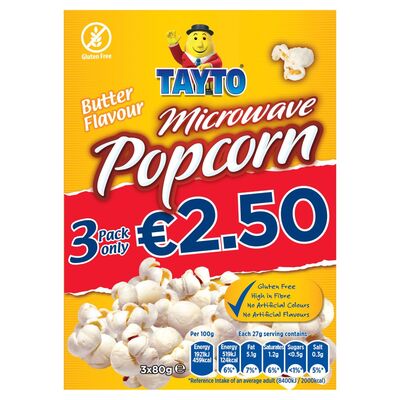 Tayto Microwave Butter Popcorn 3 Pack 240g