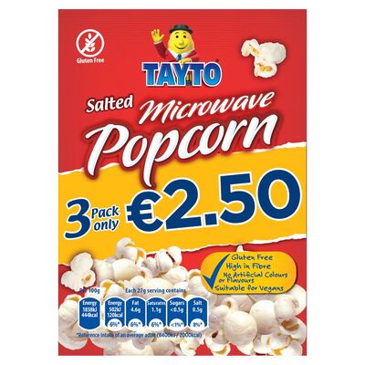 Tayto Salted Microwave Popcorn 3 Pack 240g