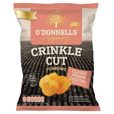 O'Donnell's Of Tipperary Furrows Crinkle Cut Prawn Cocktail Crisps 125g