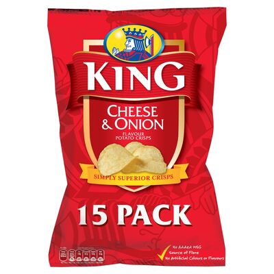 King Cheese & Onion Crisps 15 Pack 375g