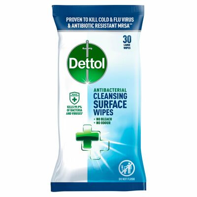 Dettol Surface Cleanser Bio Wipes 30pce