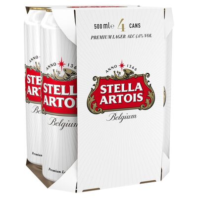 Stella Artois Can Pack 4 x 500ml