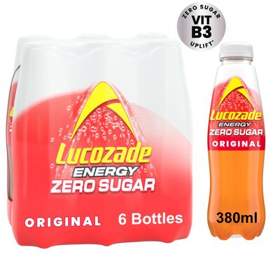 Lucozade Zero Original Bottles Pack 6 x 380ml