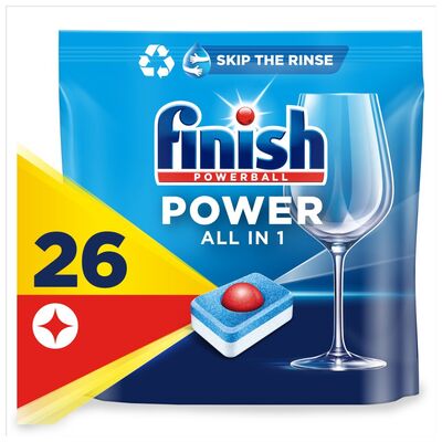 FINISH POWERBALL POWER ALL IN 1 LEMON DISHWASHER TABLETS 26PCE