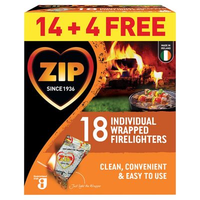 Zip Individually Wrapped Firelighters 14 Plus 4 Free 18 Pack 18pk