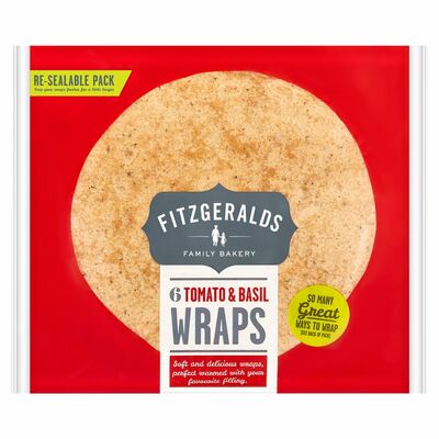 Fitzgeralds Tomato & Basil Wraps 6 Pack 370g