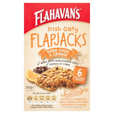 Flahavan's Irish Oaty Flapjacks Dark Choc & Orange 6 Pack 40g