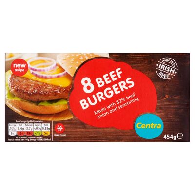 Centra 8 Beef Burgers 454g