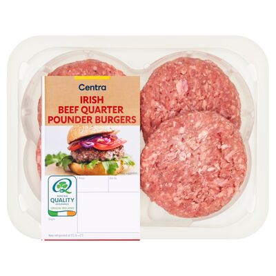 Centra Fresh Irish Quarter Pounders Gluten Free 4 Pack 454g