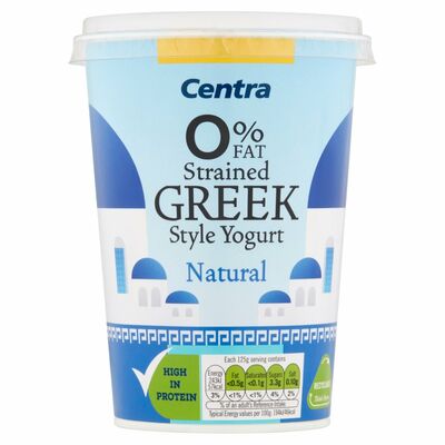 Centra 0% Fat Strained Greek Natural Yogurt 500g
