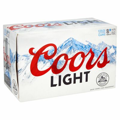 COORS LIGHT CAN PACK 8 X 500ML