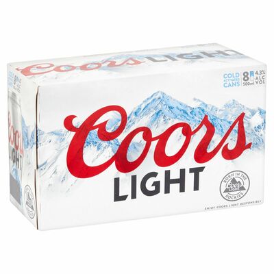 COORS LIGHT CAN PACK 8 X 500ML