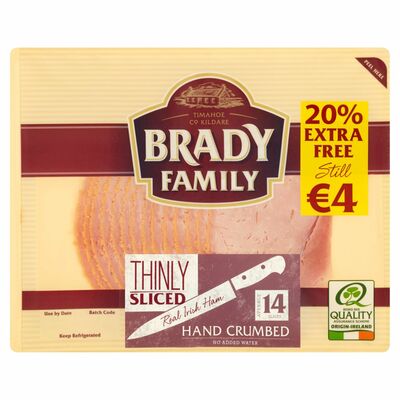 Brady Family Thinly Sliced Crumbed 20% Extra Free 170g
