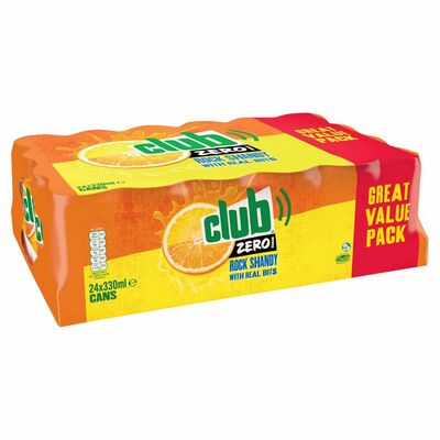 Club Zero Sugar Rock Shandy Can Pack 24 x 330ml