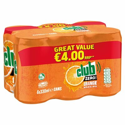 Club Zero Orange Can Pack 6 x 330ml