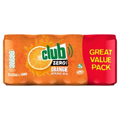 Club Zero Orange Cans 12 Pack 330Ml