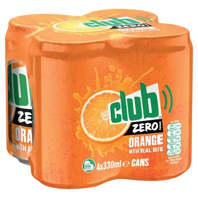 Club Orange Zero Sugar Can Pack 4 x 330ml 