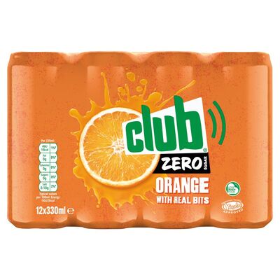 Club Zero Orange Can Pack 12 x 330ml