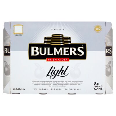 BULMERS LIGHT IRISH CIDER CAN PACK 8 X 500ML