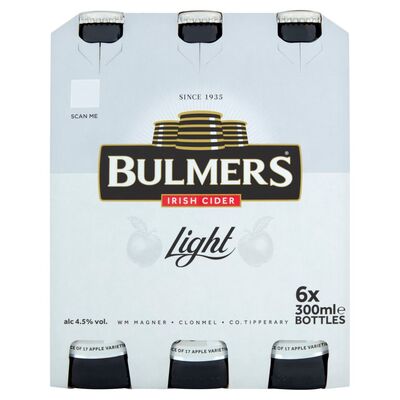 Bulmers Light Irish Cider Bottle Pack 6 x 300ml