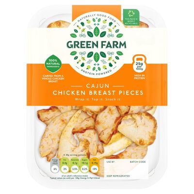 Green Farm Cajun Chicken Breast Pieces 120g