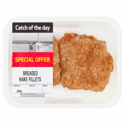 CATCH OF THE DAY BREADED HAKE FILLET 300G