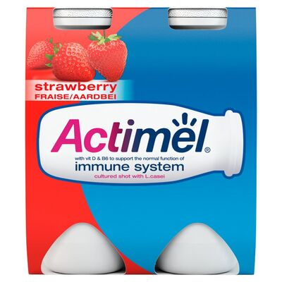 Danone Actimel Strawberry Yogurt Drink 4 Pack 400g