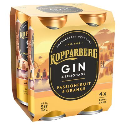 Kopparberg Gin & Lemonade Passionfruit & Orange Can 4 Pack 250ml