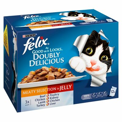 Felix Meaty Selection In Jelly Cat Food 12 Pack 1.2kg