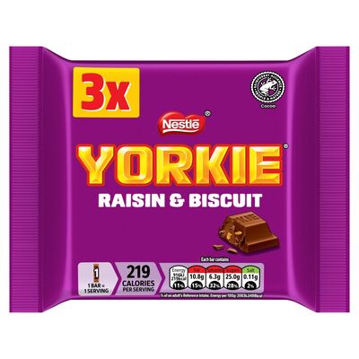 Nestlé Yorkie Raisin & Biscuit Chocolate Bars 3 Pack 132g