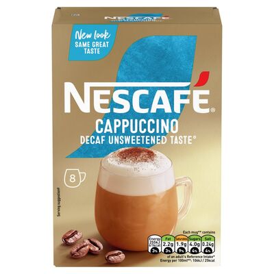 Nescafé Instant Decaf Unsweetened Cappuccino 8 Pack 120g