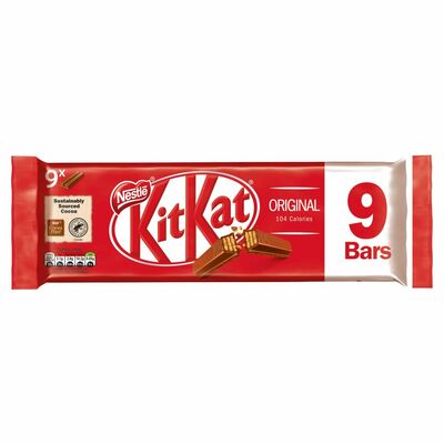 Nestlé Kitkat 2 Finger Milk Chocolate Biscuit Bar 9 Pack 186.3g