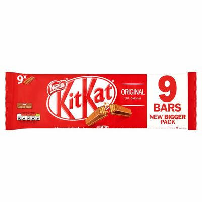 Nestlé Kitkat 2 Finger Milk Chocolate Biscuit Bar 9 Pack 186.3g