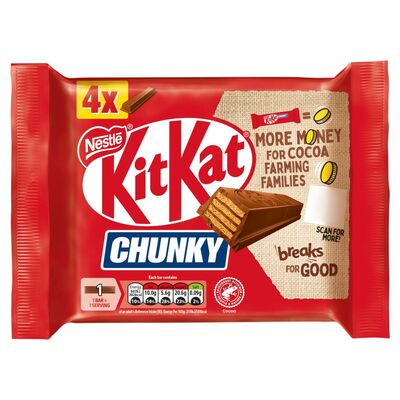 Nestlé KitKat Chunky Milk Chocolate Biscuit Bars 4 Pack 160g