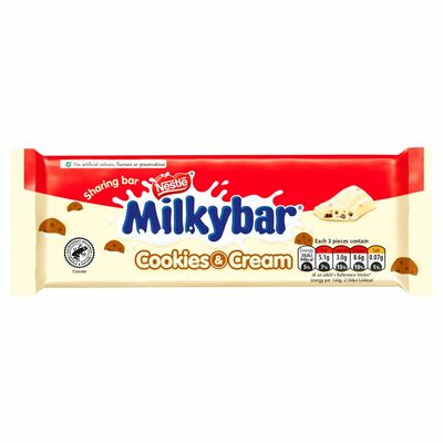Nestlé Milkybar Cookies & Cream Chocolate Bar 90g