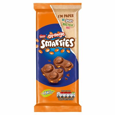 Nestlé Orange Smarties Chocolate Bar 90g