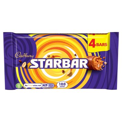 Cadbury Starbar Chocolate Bar 4 Pack 148g