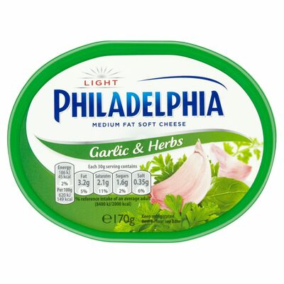 Philadelphia Light Garlic & Herb 170g