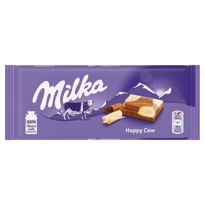 Milka Happy Cow Milk & White Chocolate Bar 100g