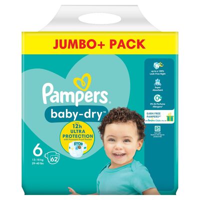 Pampers Baby Dry Size 6 Jumbo+ 62pce 