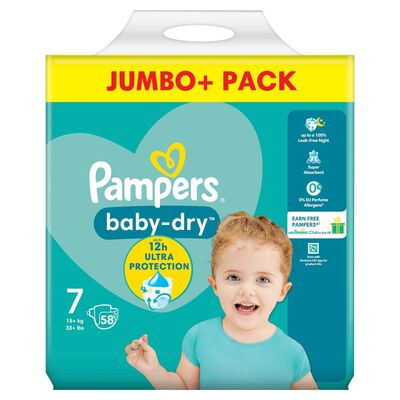 Pampers Baby Dry Size 7 Jumbo + 58pce 